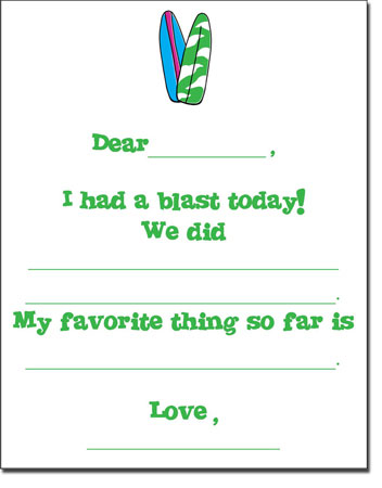 Camp Fill-In Cards - Surfboard Camp Fill-In Cards - Surfboard